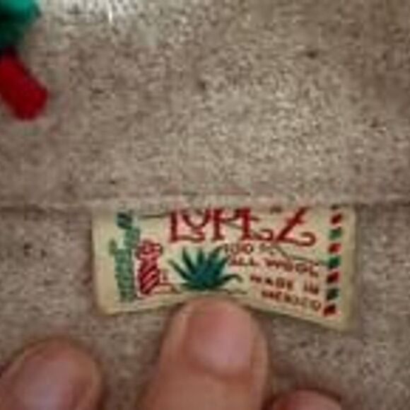 Vintage Lopez Mexican Wool Open Tourist Coat Jacket Yarn Embroidered Tan Sz S/M - Picture 6 of 12